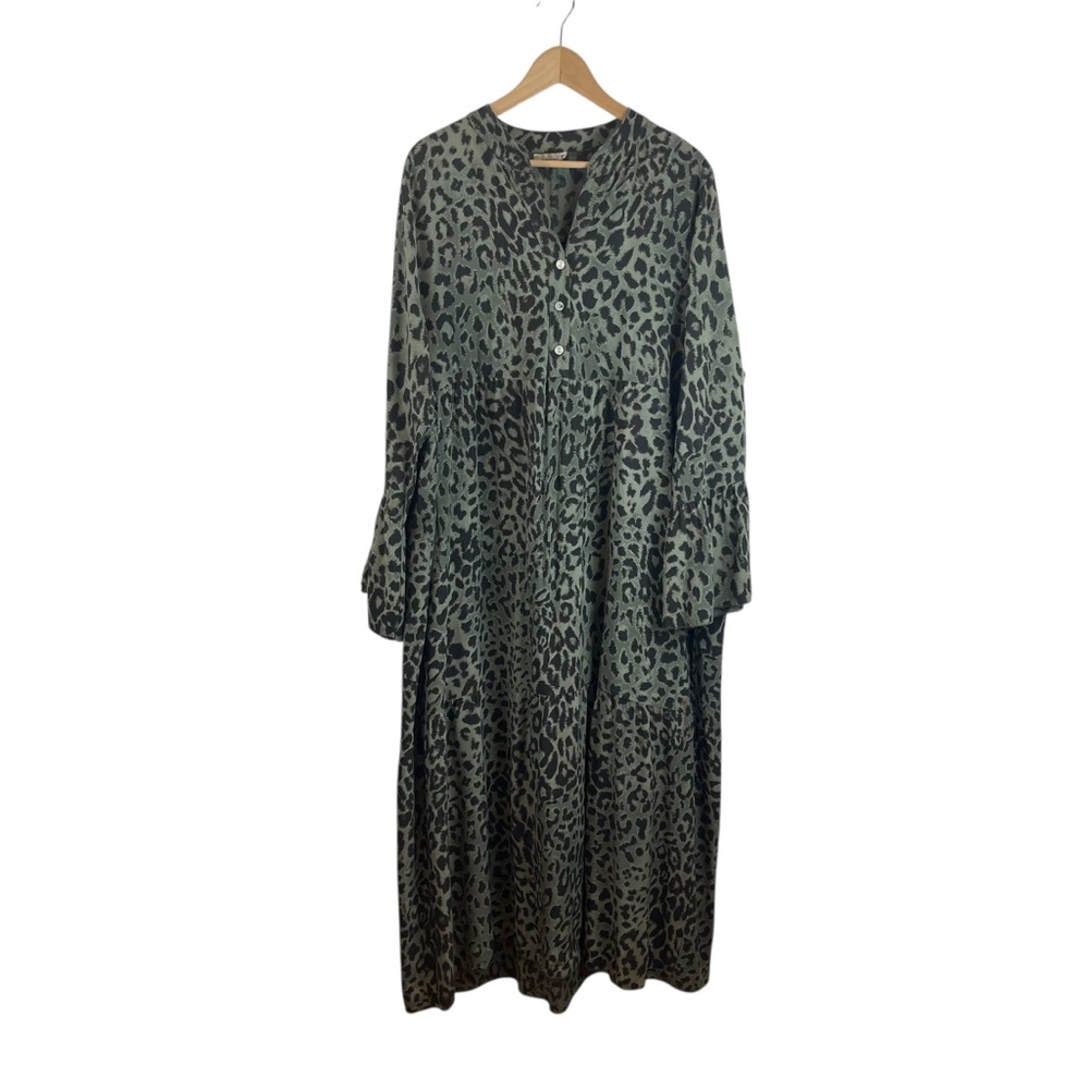 Made in Italy Leopard Print Tiered Maxi Dress Size L-XL - Picture 3 of 9
